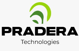 Pradera Technologies logo with green abstract emblem above bold black text on a white background.